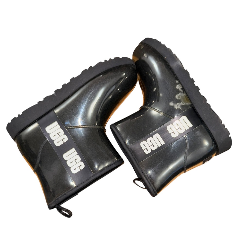 NEW UGG Classic Clear Mini Womens 9 *FLAW Boots Black Waterproof Logo 1113190